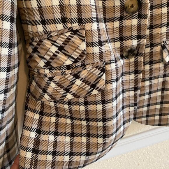 PACO RABANNE Brown Check Blazer jacket Wool, Size 36 or US4 - Picture 9 of 16